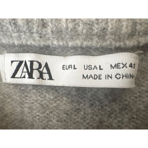 2/$30 ZARA Attractive Light Gray Large Knit Sweater Polyester & Wool Blend - Picture 4 of 15